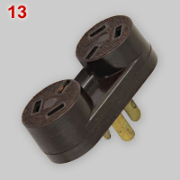 classic Uruguayan earthed dual outlet plug