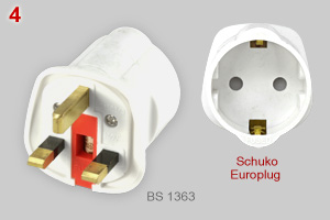 Europe Angled CEE7/16 to UK BS1363 Plug Adapter