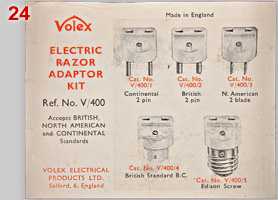 Volex Electric Razor Adaptor Kit, info sheet