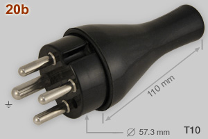 Swiss 25A-500V 4-pin "cooker" plug, made by Resista
