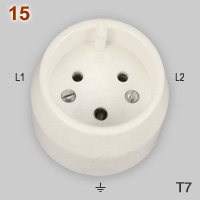 Swiss T7 15A-500V 3-pin "cooker" socket