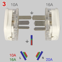 Comparison of Wonpro 10A and 16A , 3-pin plugs