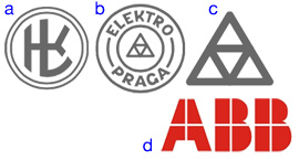 Logos of Kramer & Loebl, Elektro Praga and ABB