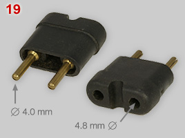 adapter with 4 mm pins for Schuko plugs