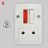 LK single, unearthed socket with switch and control light