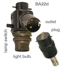 BA22d lamphoder cap with outlet for BS52 plug