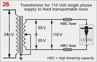 110V transformer with eartherd center-tapped sec. winding