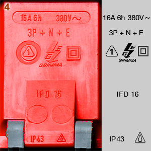 Grimma IFD 16A socket, marks