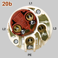 Mennekes IEC 60309 16A 4-pin plug , inside view of phase inverter