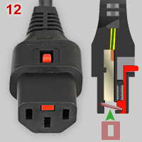 IEC 60320 C13 plug with lock mechanism
