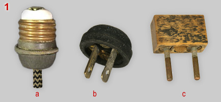 Edison screw plug, flat blade plug and round pin plug