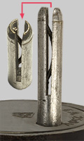 Hollow pin with internal spring