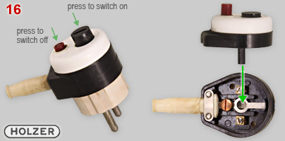 Holzer Schuko plug with switch