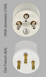 HNA domestic plug and old French earthed plug