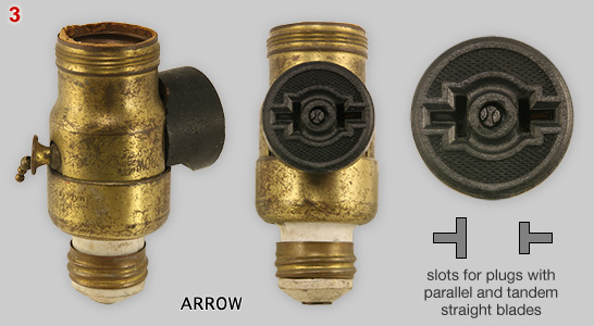 Arrow lamp socket with plug outet