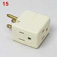 US flat blade, grounded 3-way multi-plug