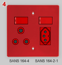 Combo socket for dedicated SANS  164-4 and 164-2-1 plugs